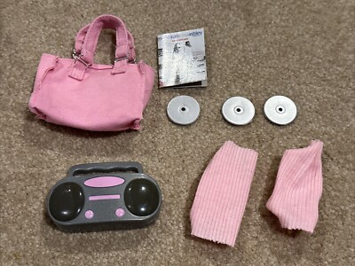 Our Generation OG Doll Girl Boombox Pink Gray 3 CD'S Pink Case Leg Warmers