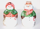 Fenton Pair Hand Painted Snowman & Snow Lady Figurines Set 3 3/4" Scarce MINT