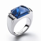 Baccarat Sterling Silver, Blue Crystal Statement Ring 2808022