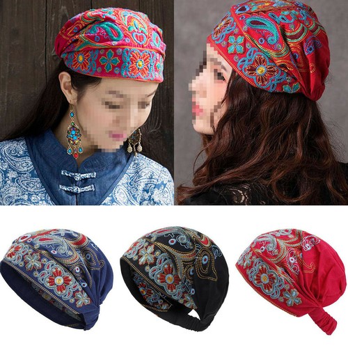 Floral Embroidery Ethnic Cotton Beanie 