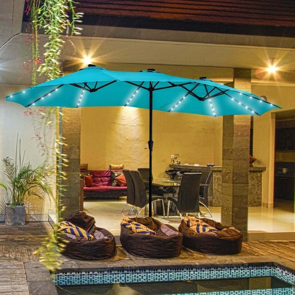 Ainfox 15ft Double-Sided Patio Solar Led Lighted Market Umbrella without Base | eBay Ainfox 15ft Double-Sided Patio Solar Led Lighted Market Umbrella without Base | eBay