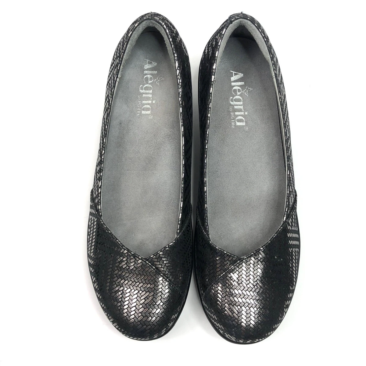 New Alegria Flirt Black silver Dazzler Print Leather 2.5