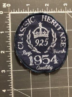 Classic Heritage 925 Reg Frank Quality 1954 Patch Crown Crest