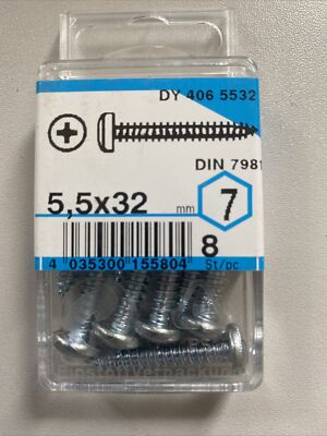 Connex Blechschrauben verzinkt Linsenkopf Kreuzschlitz 5,5 x 32 mm 8 Stück