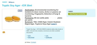 (10) Tryptic Soy Agar Prepared Petri Plates,  Culture Media ICR 30ml [A5S2]