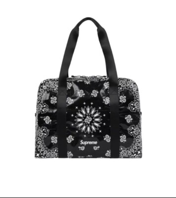 Supreme Black Box Logo Duffle Bag Bandana Tarp Nylon 2021 Rare Brand New