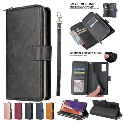 For Samsung Galaxy S24 S22 S21 S20 FE 5G Ultra  Leather Card Case Zipper Wallet