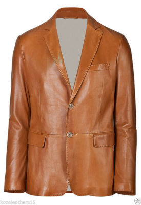 tan leather blazer