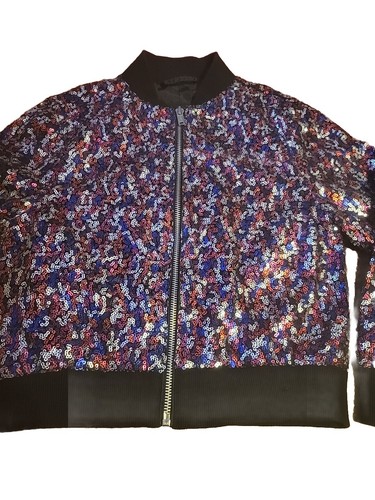 GAP Sequin Colorful Bomber Jacket Girl S (6-7) Regular Long Sleeves Lined. - Picture 2 of 7