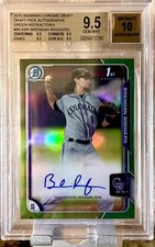 2015 1st Bowman Chrome Draft Brendan Rodgers GREEN Refractor Auto BGS 9.5/10