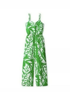 green palm print jumpsuit