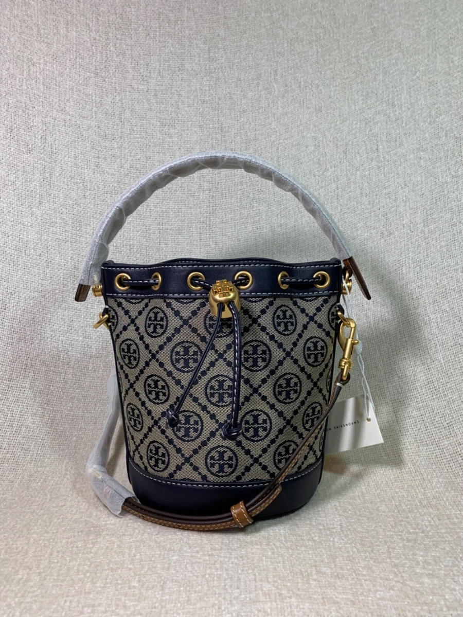 Tory Burch Women's T Monogram Jacquard Bucket Bag Tory Navy