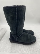UGG Classic Tall Size 8 Black Suede Leather Sheepskin Women  s Boots 5815