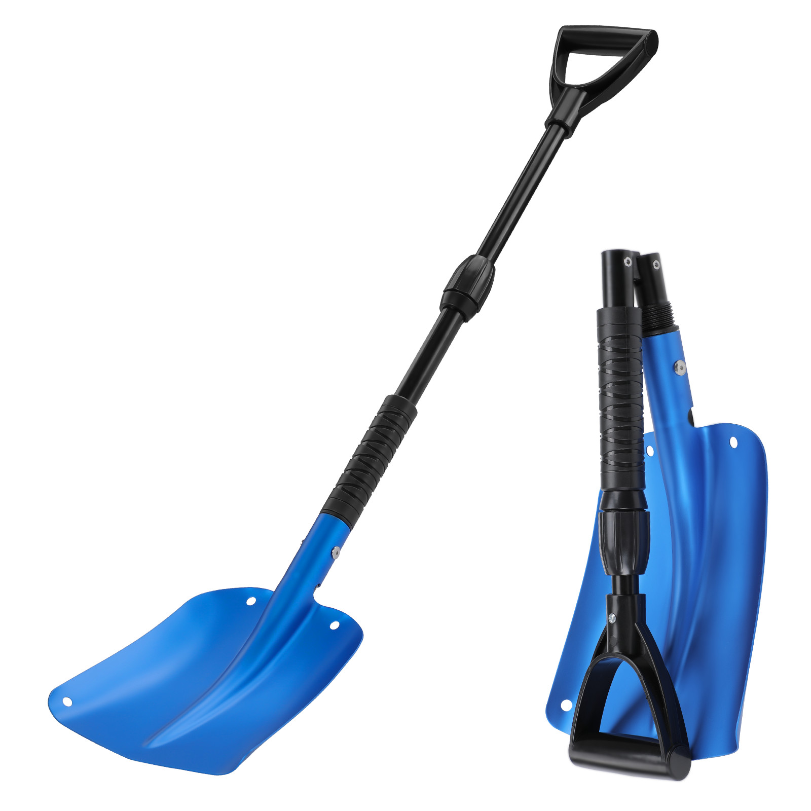 Snow Shovel Ergonomic D-Grip Handle Portable Folding Multi-use Poly Removal Tool