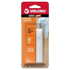 VELCRO Brand Sleek and Thin Stick On Tape for Fabrics | 24in x 3/4in, White|