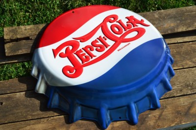 Pepsi-Cola Bottle Cap Embossed Tin Metal Sign