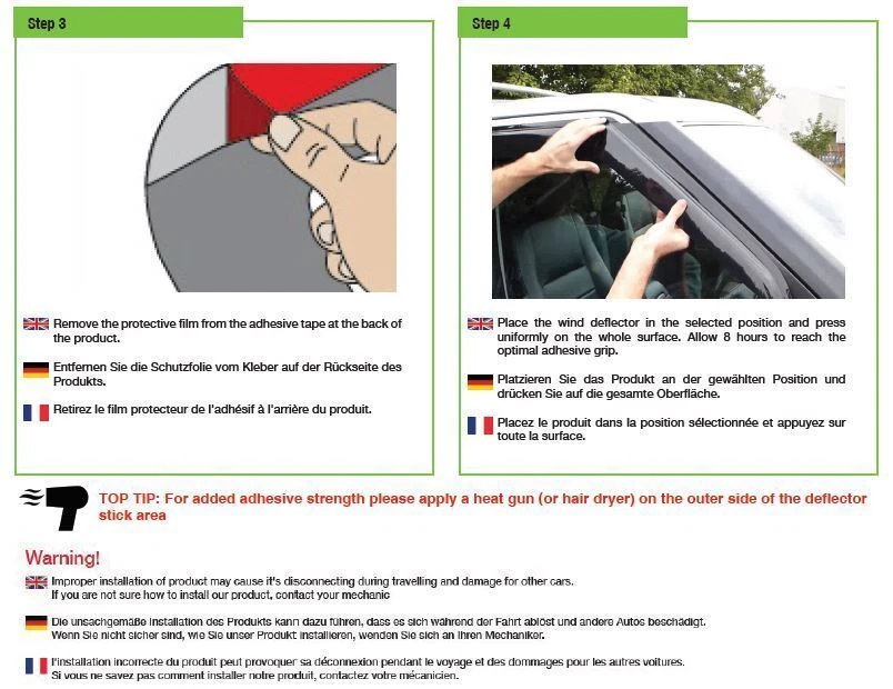 Deflettori Per Finestrini Nissan Navara D23 / NP300 2016+ 4x4 Fumè Adesivi - Immagine 4 di 4