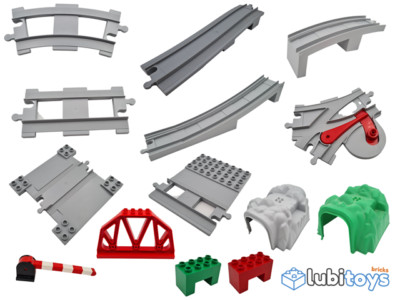 Lego  Duplo Eisenbahn TRAIN Schienen Gerade Gebogene Weiche Gleis HELLGRAU LBG Z