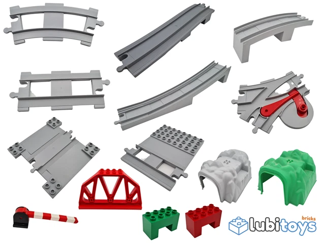 Lego® Duplo Eisenbahn TRAIN Schienen Gerade Gebogene Weiche Gleis HELLGRAU LBG Z - Bild 1 von 1