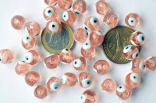 15 pcs Pink Evil Eye Beads Evil Eye Beads - 12 mm Lampwork Glass Nazar Beads