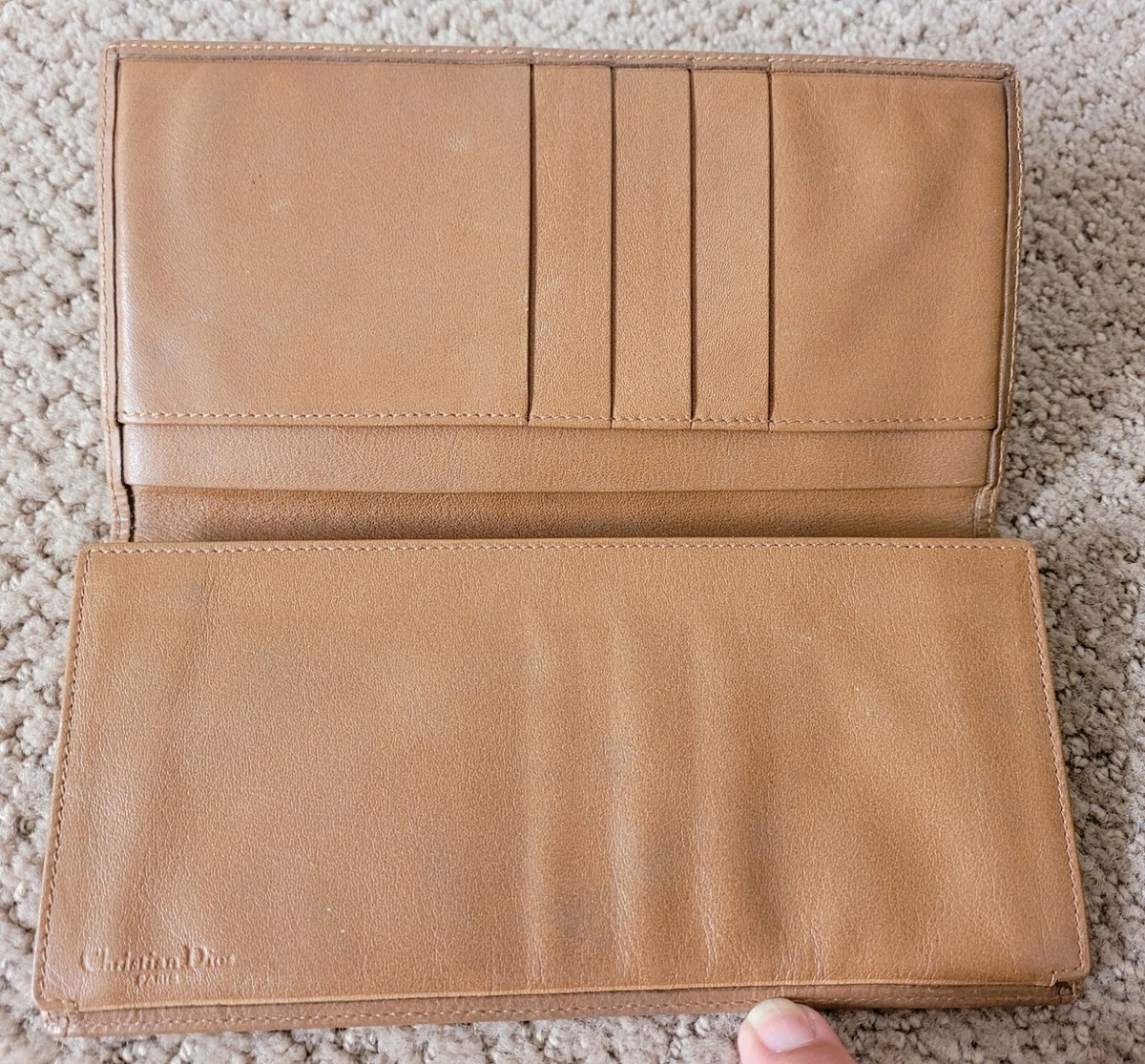 AUTH CHRISTIAN DIOR VINTAGE HONEYCOMB PVC & LEATHER BI-FOLD