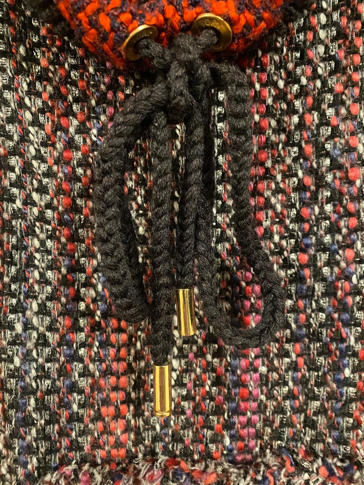 Tory Burch maglione donna lana arazzo felpa tasca anteriore frange top boho S