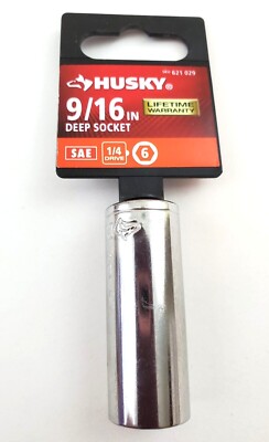Husky 9/16'' SAE Deep Socket 1/4'' Drive 6 Point H4D6PDP916