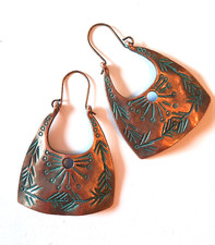SOUTHWESTERN DESIGN Aged Copper look earring "U" HOOK artisan