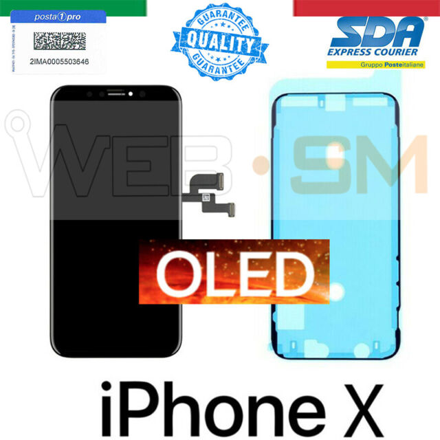 LCD SCREEN OLED TOUCH SCREEN GLASS FRAME BLACK + DUAL ADHESIVE FOR IPHONE X-
