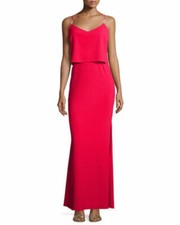 Laundry ~ Red Crepe Embellished Spaghetti Straps Popover Evening Gown 6 NEW $325