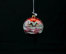 Victoria Bella 3.5-inch Hand-Painted Glass Red Patterned Christmas Ball