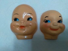 Two Plastic Doll Faces Side Eyes Blue 4" and 3" Crafting