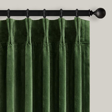 Olive Green Pinch Pleated Velvet Blackout Curtains 84 Inches Long 2 Panels Set,F