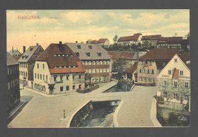 AK Hainichen, Am Damm, Julius Edelmann, koloriert, gel 1907