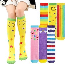 6 Pairs Girls Knee High Socks, Cute Socks Colorful Cartoon Animal Warm Cotton...