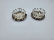 Pressglas auf Silber S&uuml;&szlig;stoff oder Salzfass 2 St&uuml;ck 800 er Silber