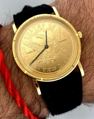 Corum 33mm Double Eagle 1901 $10 Dollar 22k Yellow Gold Coin 18k Buckle Diamond