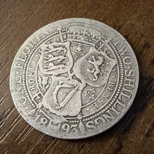 United Kingdom Two Shillings Florin 1893 Coin - Grade Good - 0.925 Silver 10.9g