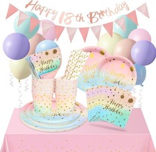 Pastel 18th birthday Party Set 16 Guest Decorations tableware dinnerware