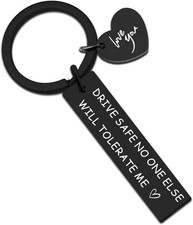 Men's Keychain Gift for Dad, Husband, or Boyfriend - Drive Safe Anniversary Gift