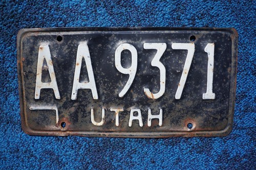Vintage UTAH License Plate # AA 9371