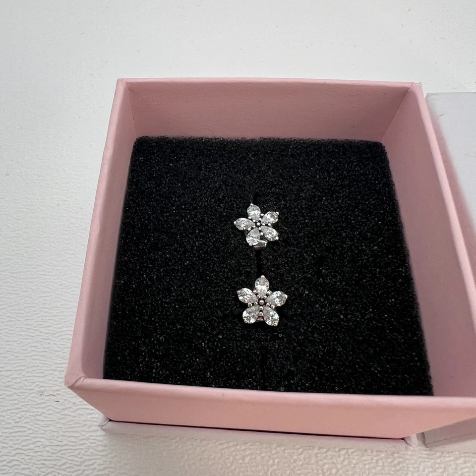 Pandora Brillante Copo de Nieve Pendientes Plata de Ley 925 ALE Transparente Circonita Foto 2 de 4