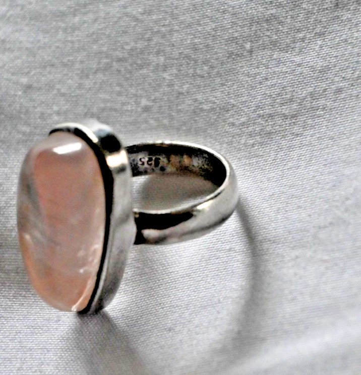 Large Statement Ring - Rose Quartz & Sterling Sil… - image 6