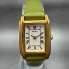 Seiko Tank Watch Women 18mm White Dial Gold Tone Rectangle V401-5650 New Battery