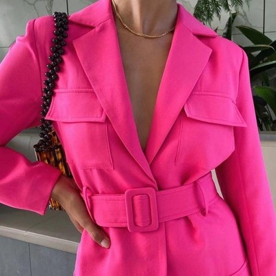 Lioness Hot Pink Blazer Dress Belted Mini Barbiecore Statement Jacket Dress