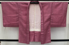 Japanese Vintage Kimono Haori Jacket Polyester Pink Traditional Authentic 31 in