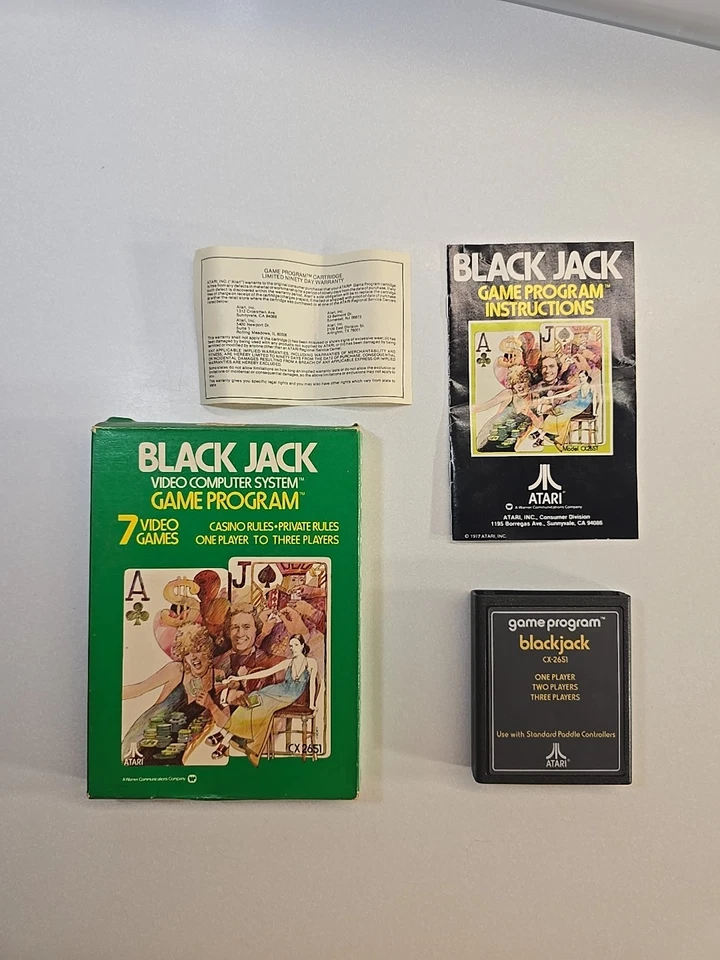Lot of 4 Atari 2600 Games Super Breakout 3-D Tic Tac Toe Black Jack Checkers - Image 2 of 4
