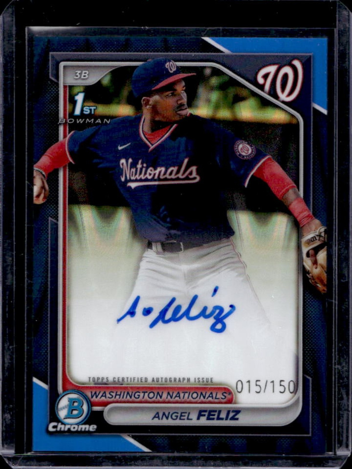 2024 Bowman Chrome Angel Feliz Auto Blue Raywave Refractor 1st #15/150
