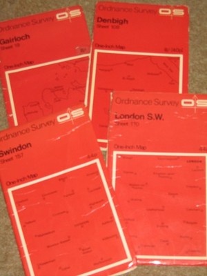 OS Ordnance Survey 1'' One Inch Red maps - assorted editions 1968-1970 - from 99p