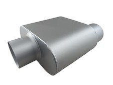 Exhaust Muffler 3.0in Offset 3.0in Center Out Moderate Sound Aluminized Steel Exhaust Muffler 3.0in Offset 3.0in Center Out Moderate Sound Aluminized Steel